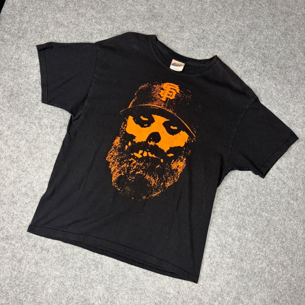 Hanes Heavyweight San Francisco Giants Bearded Skull Graphic T-Shirt Black